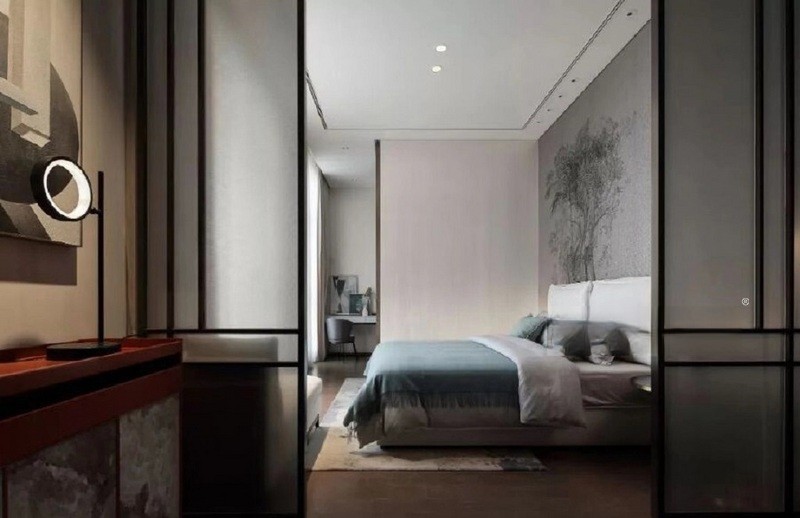 上海上海新虹桥首府1200平新中式风格别墅卧室装修效果图