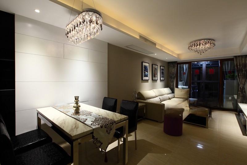 上海紫峰公馆108平现代简约风格三居室餐厅装修效果图