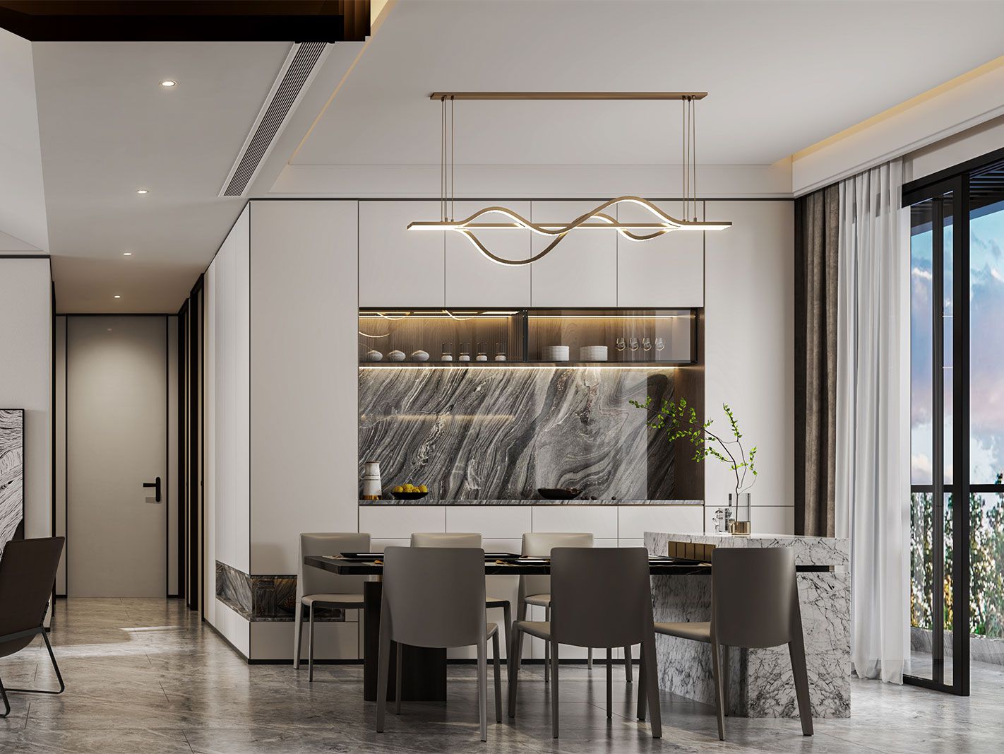 嘉定区150平现代风格大平层餐厅装修效果图