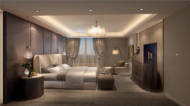 上海东方庭院300平现代简约风格双拼别墅卧室装修效果图