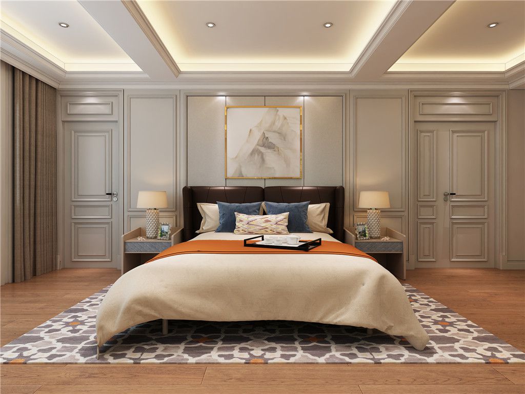 宝山区正荣国领700平欧式风格独栋别墅卧室装修效果图