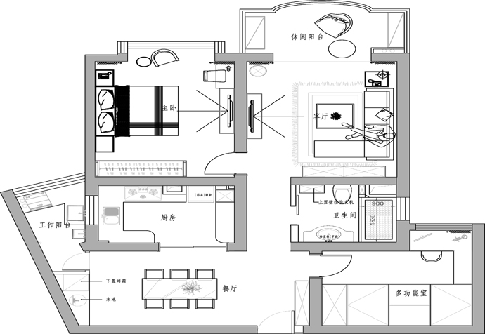 长宁区圣约翰名邸112平欧式风格公寓装修效果图