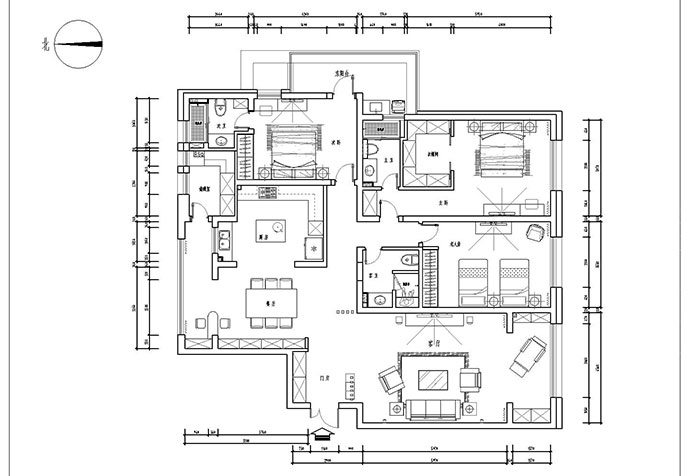 宝山区牡丹华庭211平现代风格公寓装修效果图