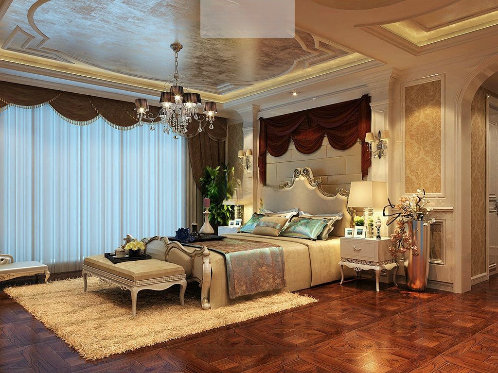 青浦区450平欧式风格独栋别墅卧室装修效果图