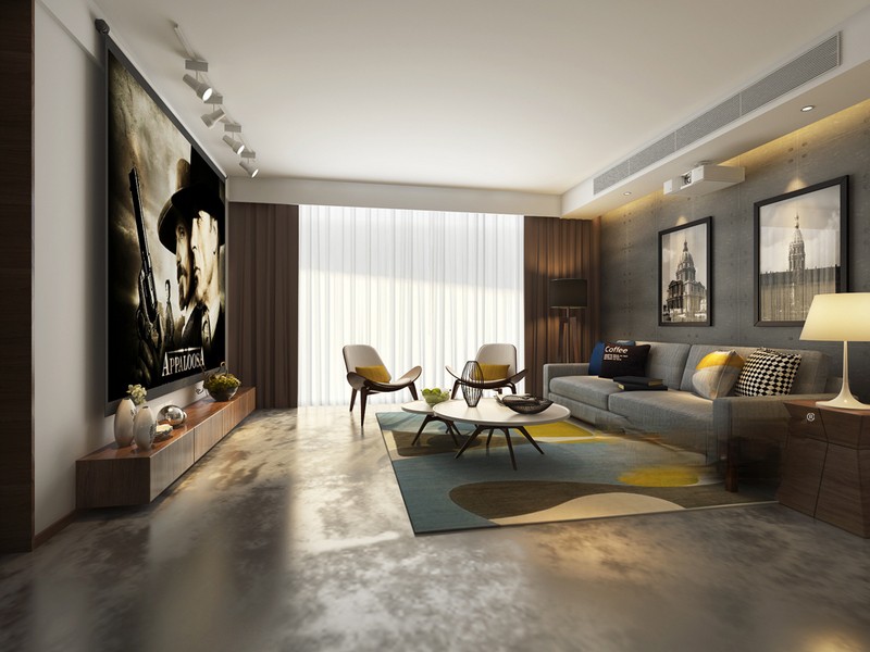 上海天安花园128平轻工业风格公寓客厅装修效果图