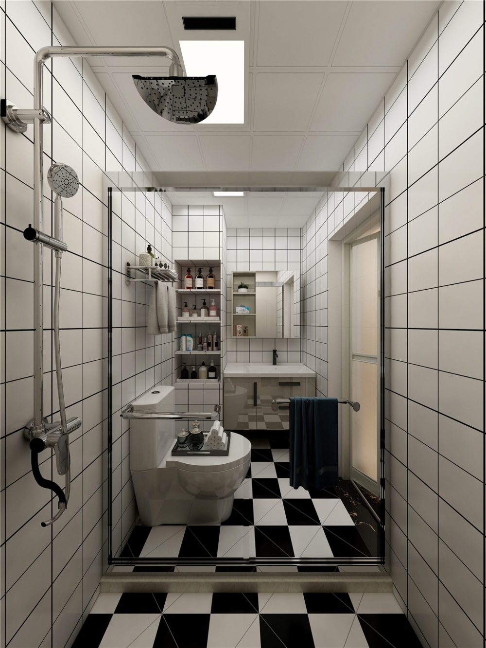 浦东康沈路100现代简约三室一厅卫生间装修效果图