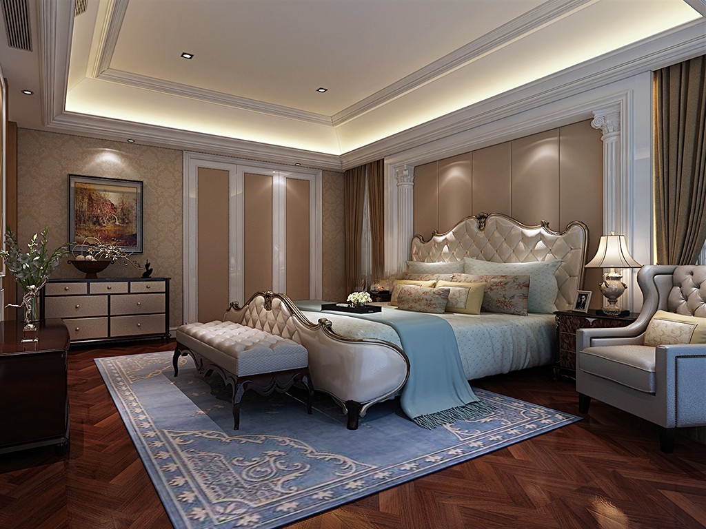 浦东宝华海尚郡领600平欧式风格独栋别墅卧室装修效果图