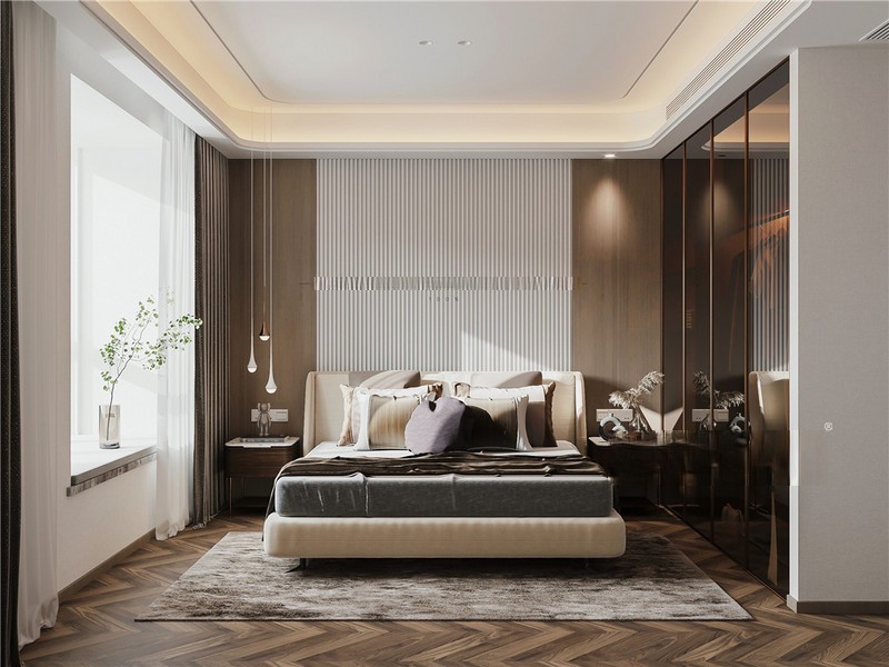 上海五坊园107平轻奢风格三居室卧室装修效果图