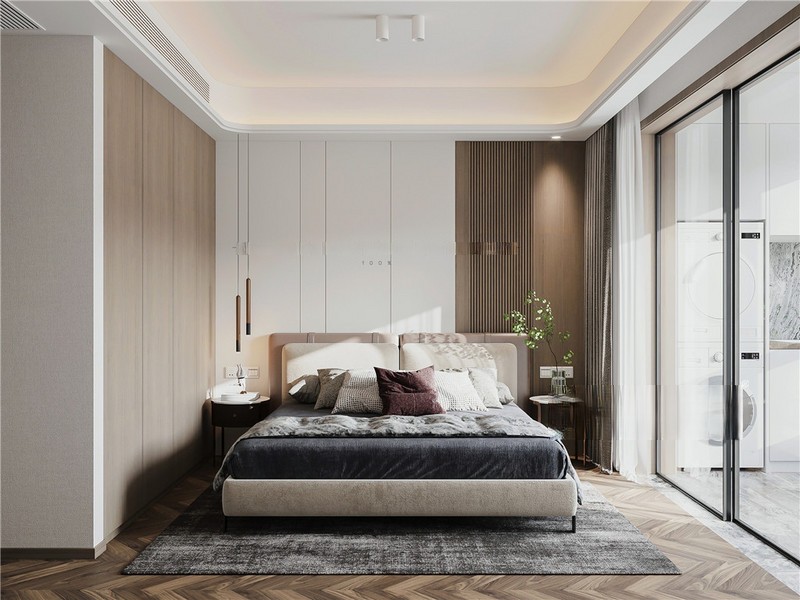 上海五坊园107平轻奢风格三居室卧室装修效果图