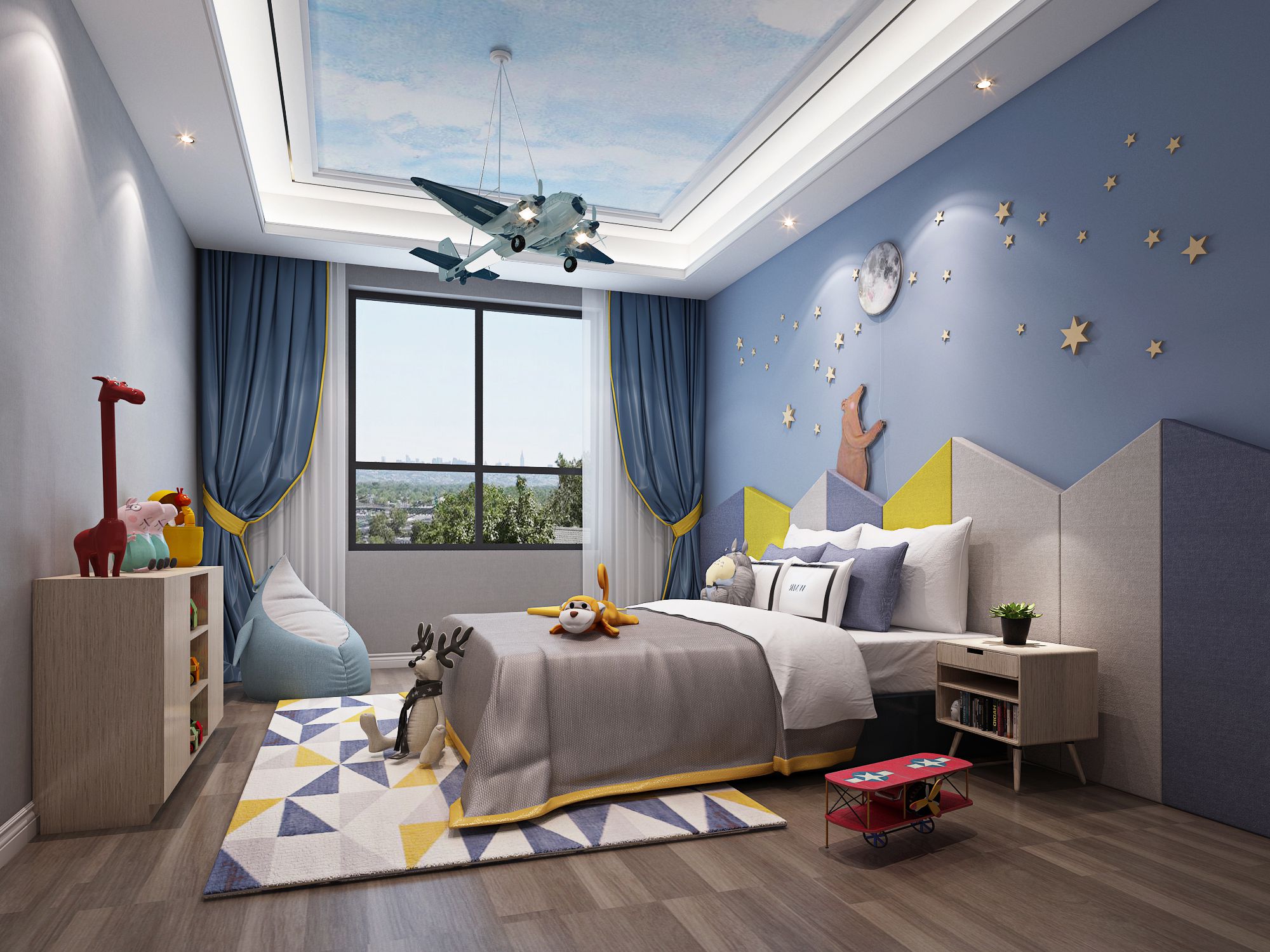 奉贤区棕榈滩590平欧式风格独栋别墅卧室装修效果图
