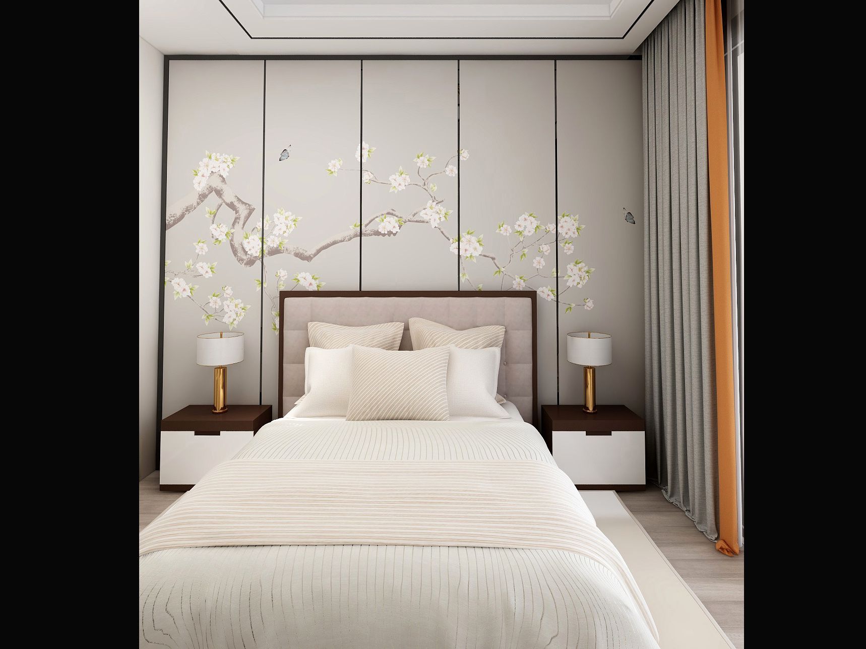 宝山区滨江公园230平新中式风格叠加别墅卧室装修效果图