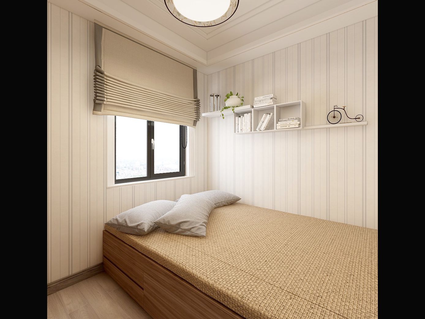 宝山区滨江公园230平新中式风格叠加别墅卧室装修效果图