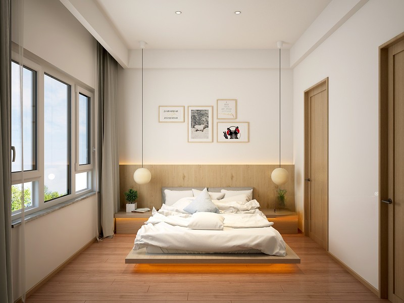上海万科湖语森林110平日式风格别墅卧室装修效果图
