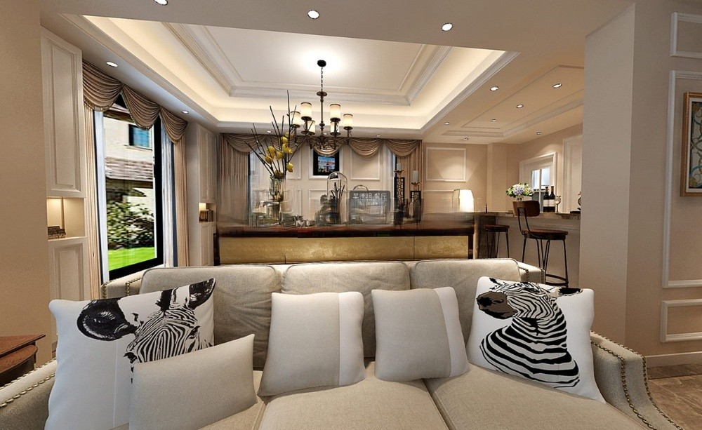 海湾国际名苑320平美式风格别墅装修效果图