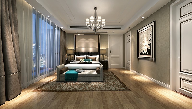 上海鸿禧山庄280平现代简约风格别墅卧室装修效果图