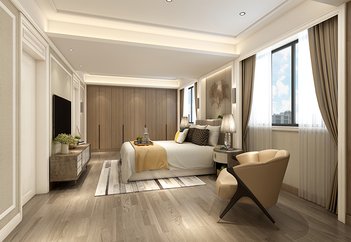 杨浦区国中酒店公寓160平简约风格公寓装修效果图