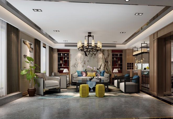 嘉定区金地格林世界150平新中式风格公寓装修效果图