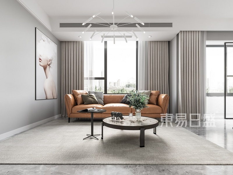 上海上海云麓里140平现代简约风格三居室客厅装修效果图