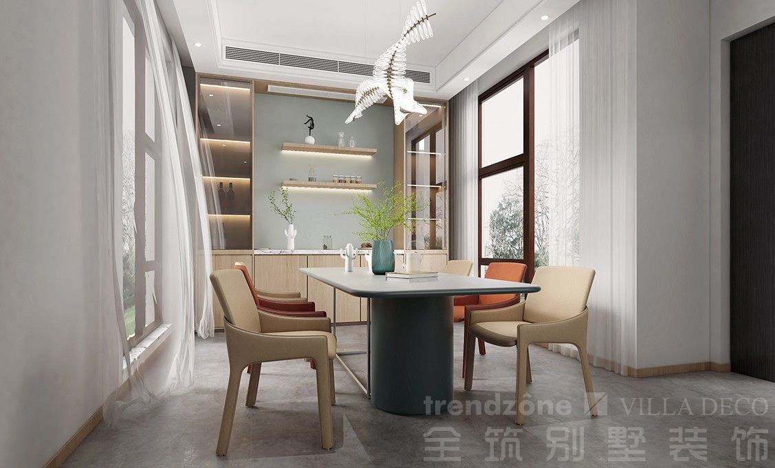 青浦区嘉涛湾350现代日式别墅餐厅装修效果图