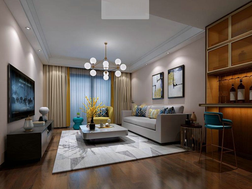 宝山区盛世宝邸139平现代风格公寓客厅装修效果图