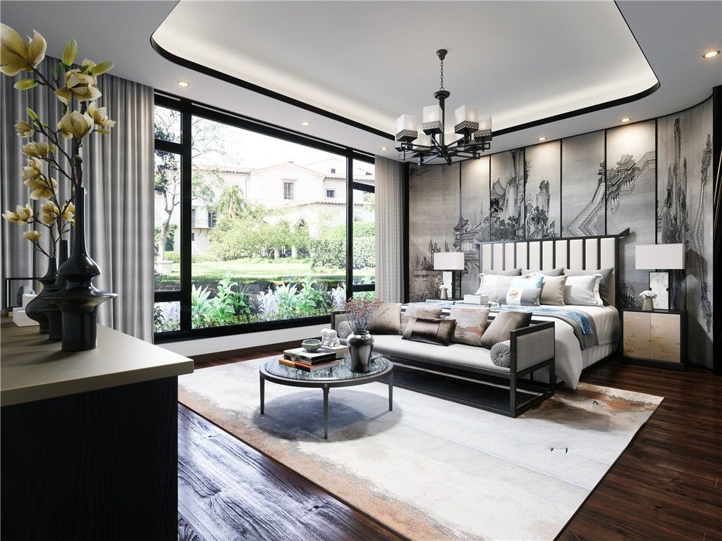 嘉定区新城香溢澜庭700平新中式风格独栋别墅卧室装修效果图