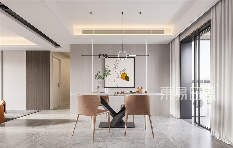 上海上海合生江湾国际公寓190平轻奢风格四居室餐厅装修效果图