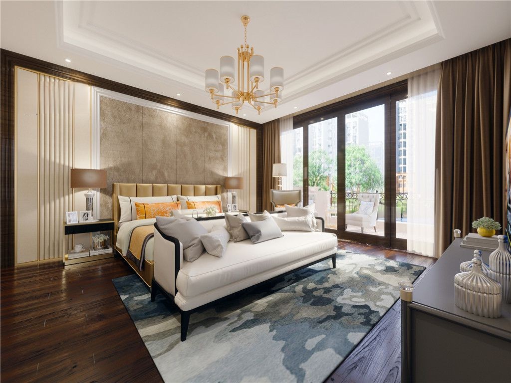 嘉定区新城香溢澜庭700平新中式风格独栋别墅卧室装修效果图
