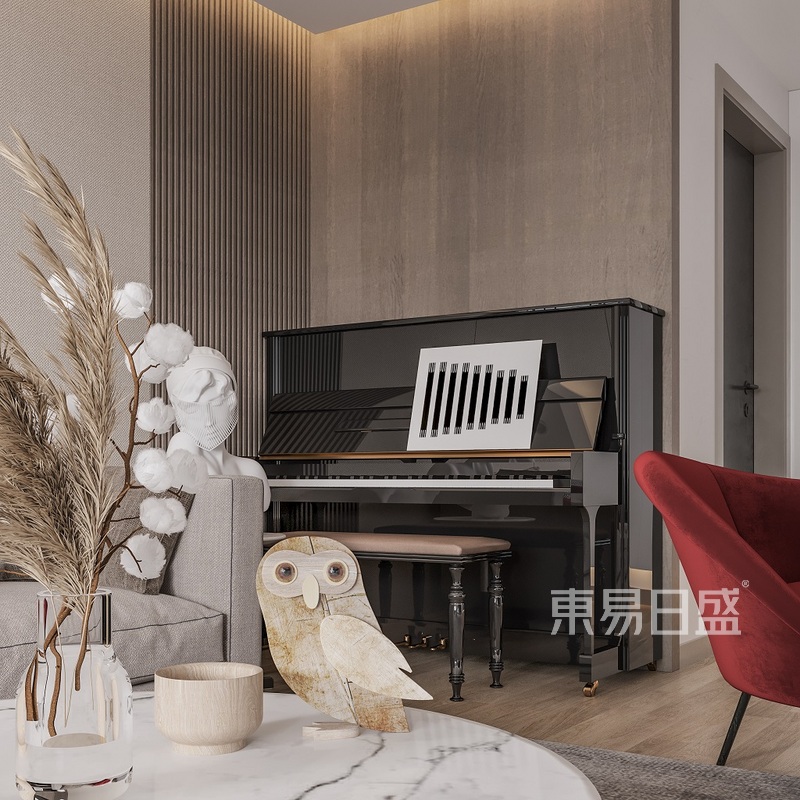 上海上海仁恒滨江150平现代简约风格三居室客厅装修效果图