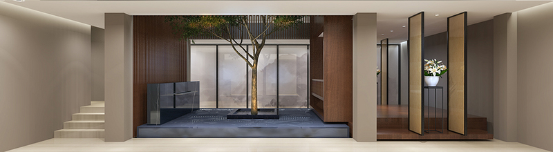 上海中海尚湖2200平现代简约风格别墅庭院装修效果图