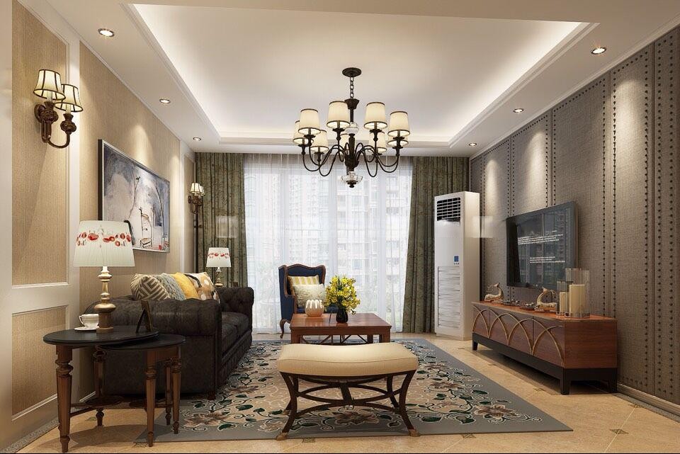 杨浦区紫罗兰嘉苑132平美式风格公寓装修效果图