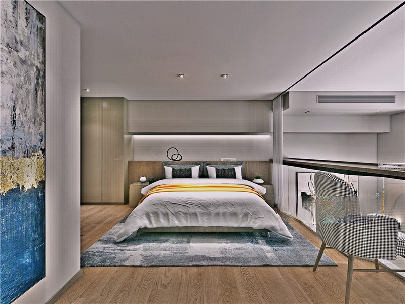 上海禹州国际广场40平现代简约风格Loft卧室装修效果图