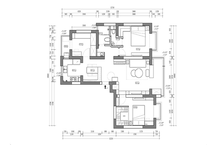 杨浦区建设新苑130平现代风格三居室装修效果图