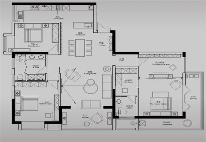 绿城·雅苑208平现代风格公寓装修效果图