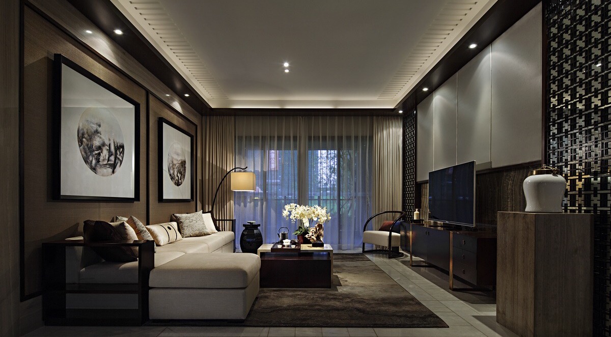 嘉定区路劲上海派150平中式风格三室两厅装修效果图