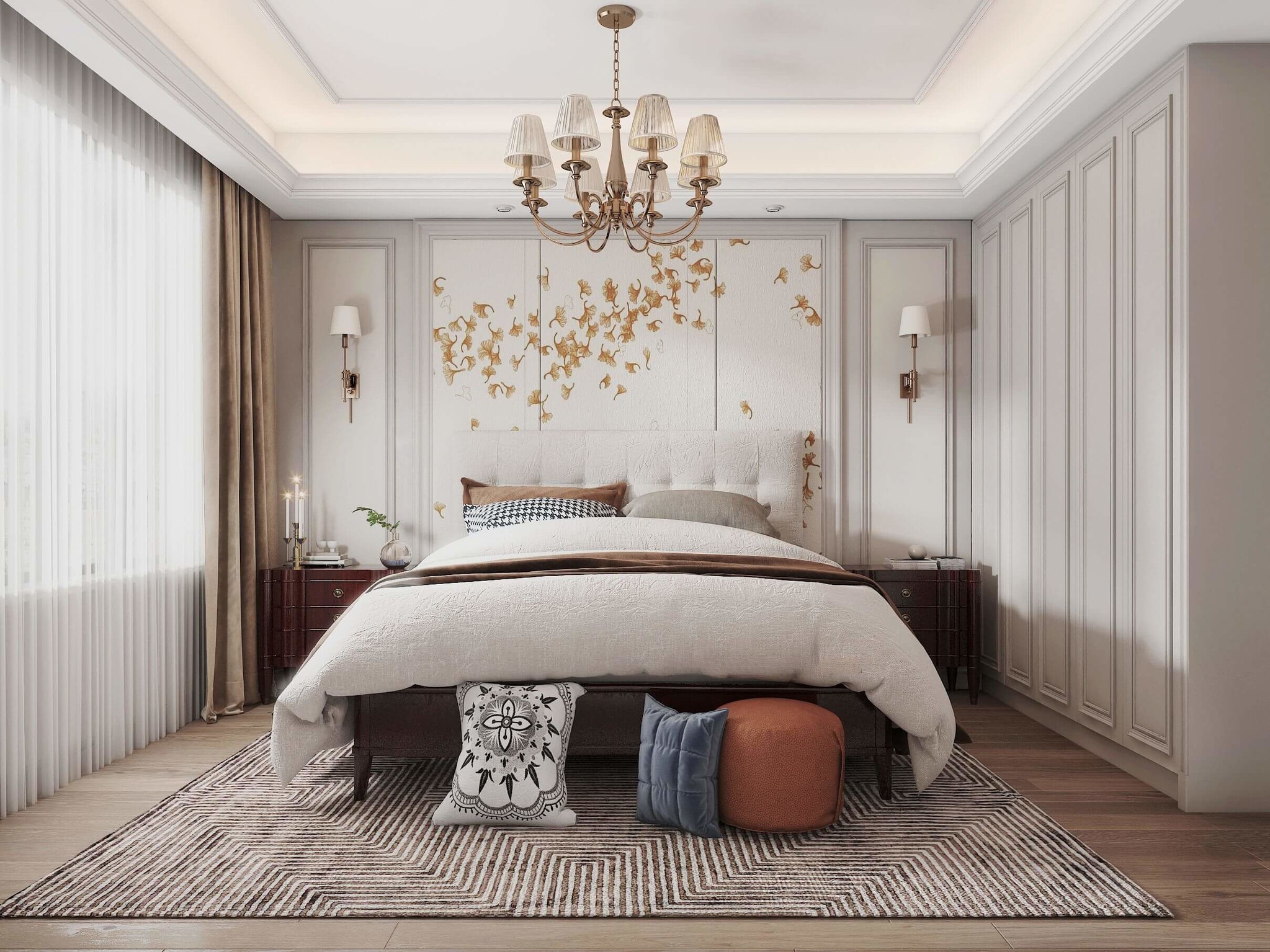 杨浦区上海院子265平美式风格独栋别墅卧室装修效果图