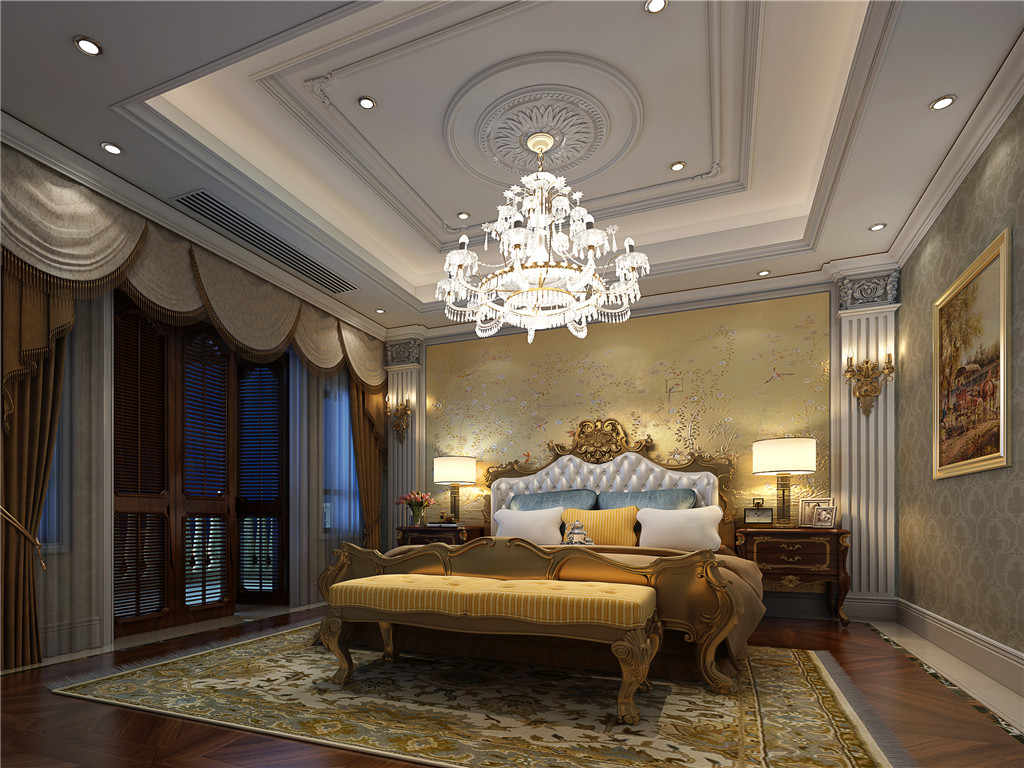 浦东绿洲千岛700平法式风格独栋别墅卧室装修效果图
