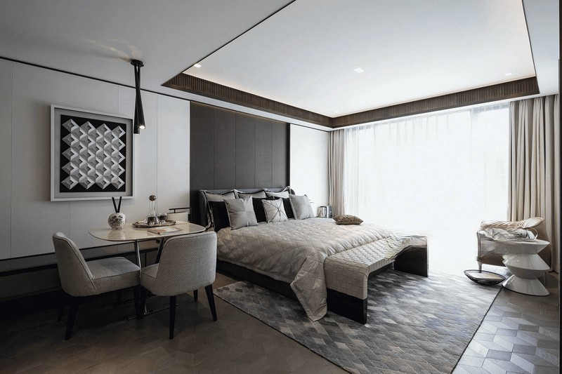 上海静安府180平现代前卫风格住宅卧室装修效果图