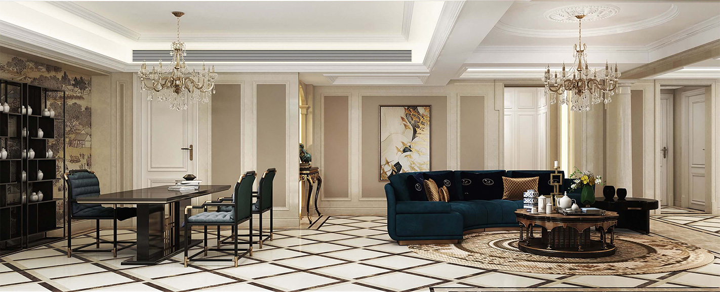 松江区橡树庄园500平欧式风格独栋别墅客厅装修效果图