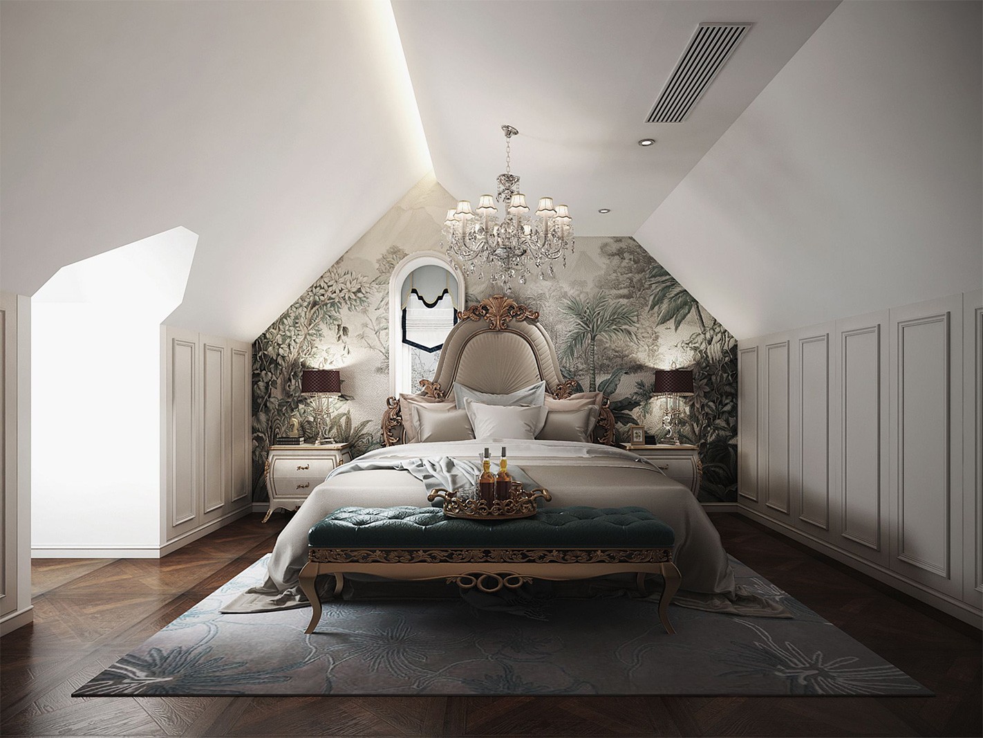 松江区橡树庄园500平欧式风格独栋别墅卧室装修效果图