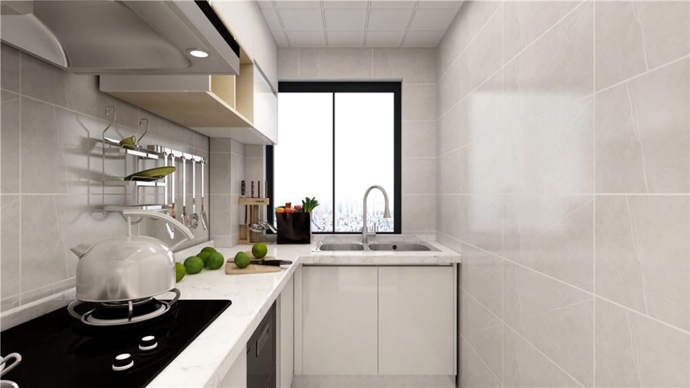 长宁区华融国际130现代简约三室两厅厨房装修效果图