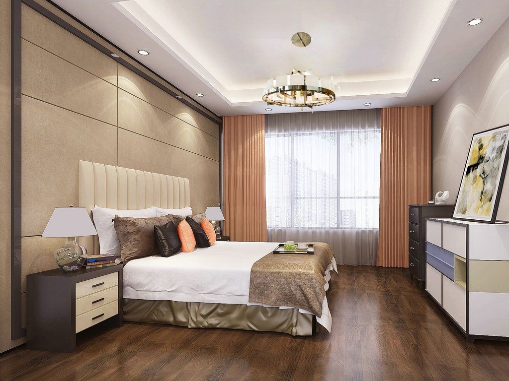 浦东仁恒世纪158平现代风格大平层卧室装修效果图