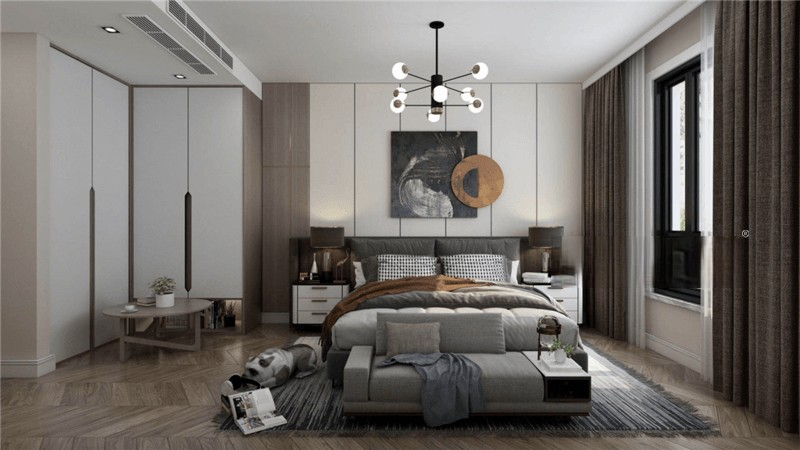 上海玫瑰公馆125平现代简约风格三居室卧室装修效果图