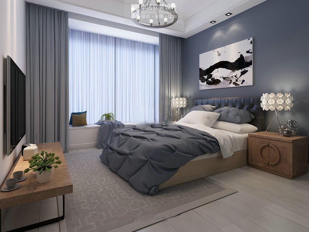 嘉定区湖畔天下260平现代风格大平层卧室装修效果图