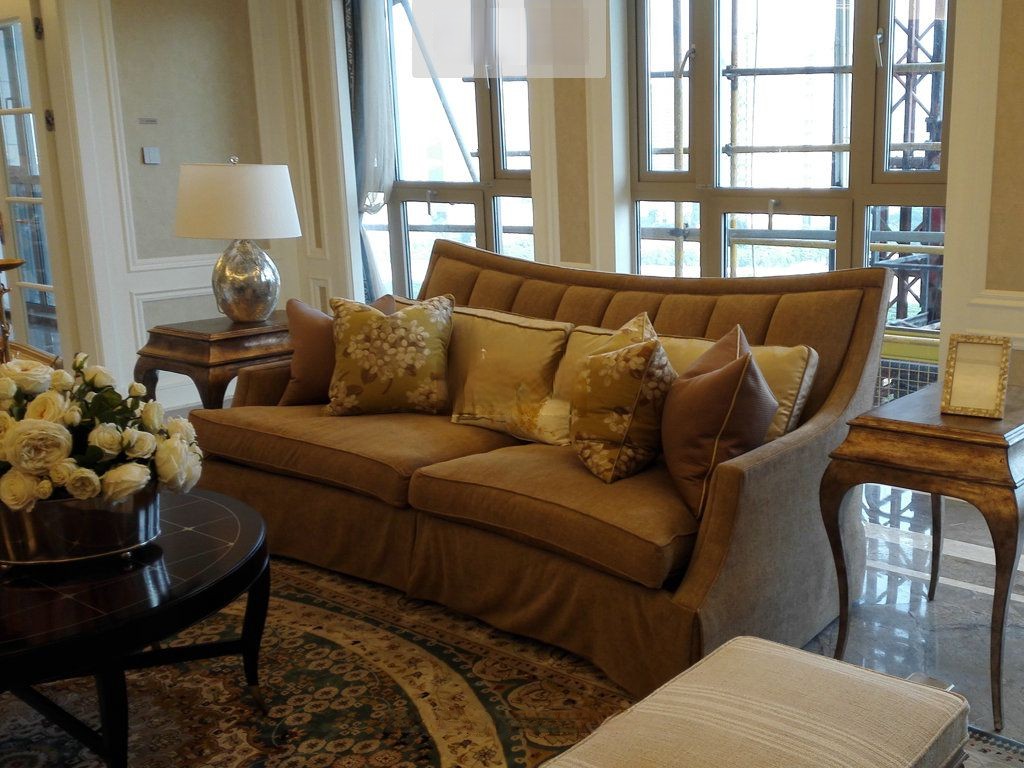金山区158平美式风格大平层客厅装修效果图