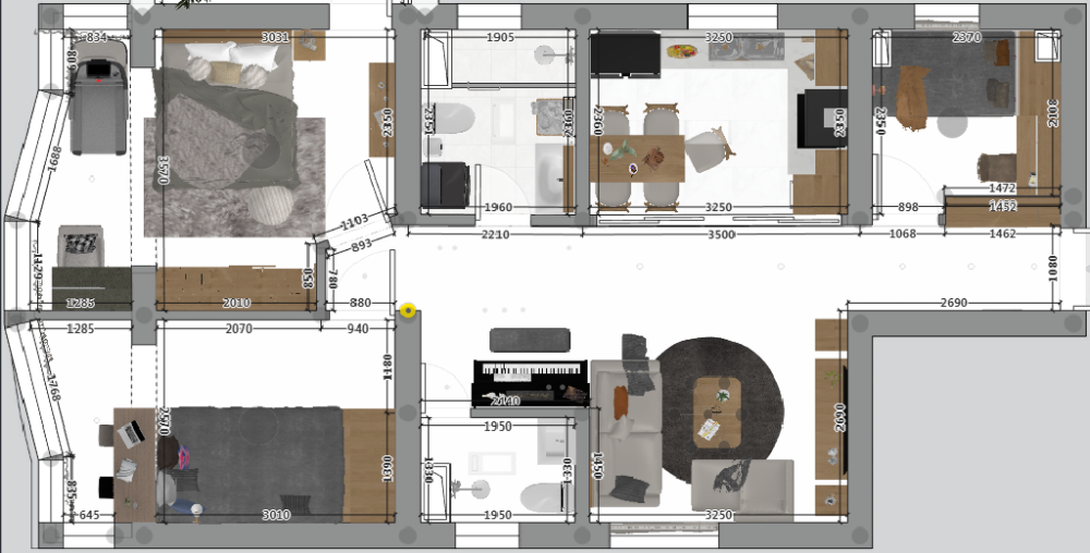静安区武定西路100现代轻奢三室一厅方案装修效果图