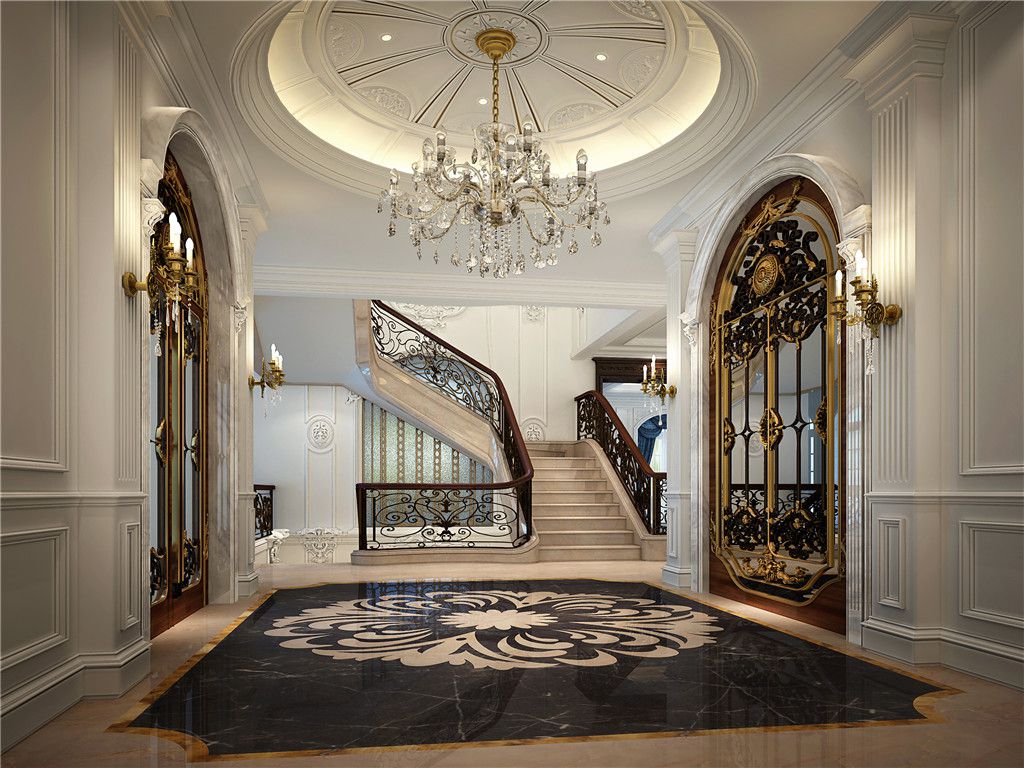 金山区800平新古典风格独栋别墅楼梯装修效果图