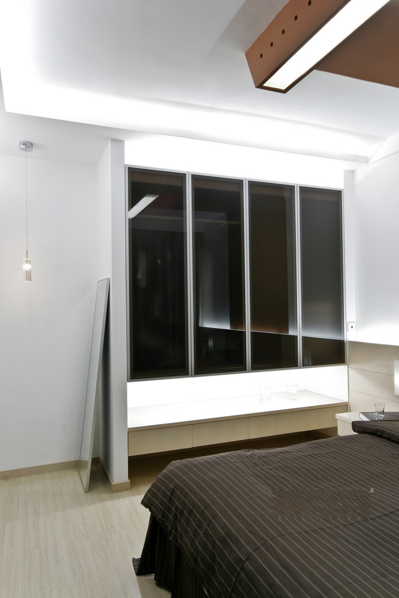 上海明月港湾97平现代简约风格住宅卧室装修效果图