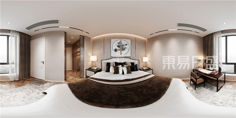 上海上海万科青藤公园146平现代简约风格别墅卧室装修效果图