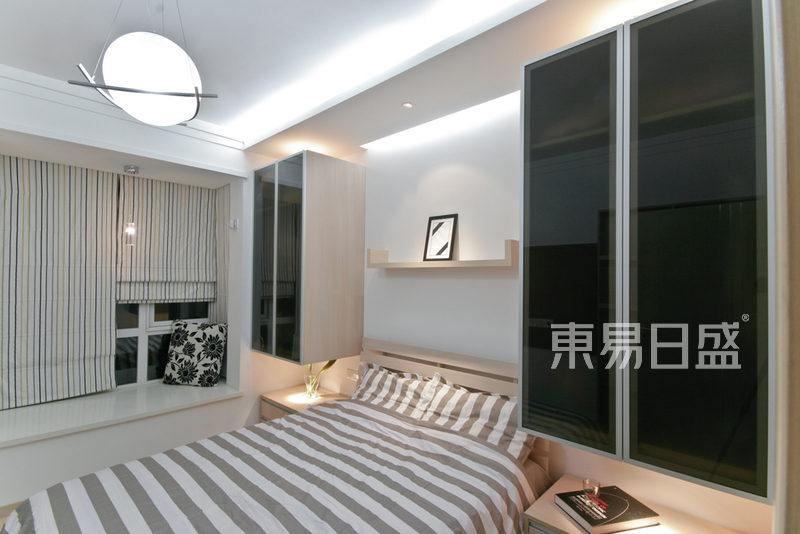 上海明月港湾97平现代简约风格住宅卧室装修效果图