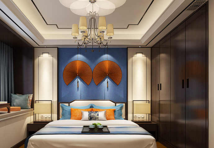 杨浦区合生江湾国际100平新中式风格公寓装修效果图
